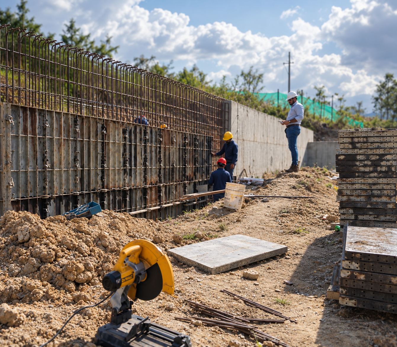 Muro de contención con armadura de acero